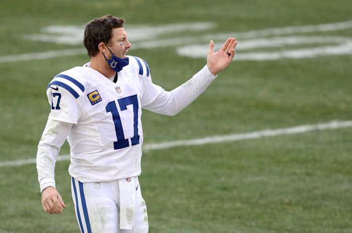 Indianapolis Colts quarterback Philip Rivers gestures during Sunday's 28-24 road loss to the Pittsburgh Steelers.